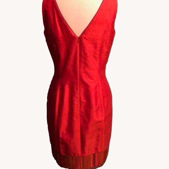 Vintage Raw Silk Blend Geometrie Dresses - Picture 2 of 10